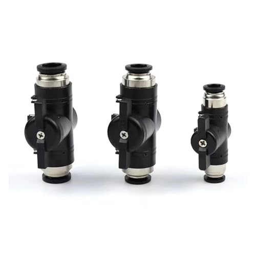 Válvula manual neumática BUL de 12mm con conector rápido en codo negro para tubo de aire 8