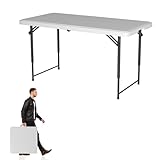 Spaco Folding Table 4 Foot,Heavy Duty Portable Dining Table,Small Indoor Outdoor Foldable Table,Fold-in-Half Dining Table for Camping, Picnic and Party,No Assembly Required