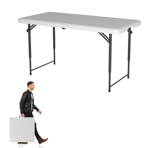 Spaco Folding Table 4 Foot,Heavy Duty Portable Dining Table,Small Indoor Outdoor Foldable Table,Fold-in-Half Dining Table for Camping, Picnic and Party,No Assembly Required