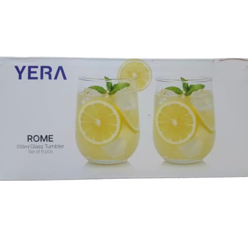 Image of YERA Rome Glass Tumbler, Clear, 255ml, Set of 6