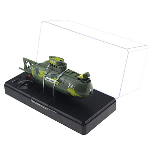 Tipmant Mini RC Submarine Remote Control Boat Ship Military Model Electronic Water Toy Waterproof Diving for Swimming Pool, Fish Tank Kids Gift (Amy Green)