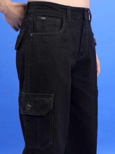 Image of Highlander Men's Regular Fit Cargo Pocket Jeans | Clean Look | Cotton Comfort | Utility Style