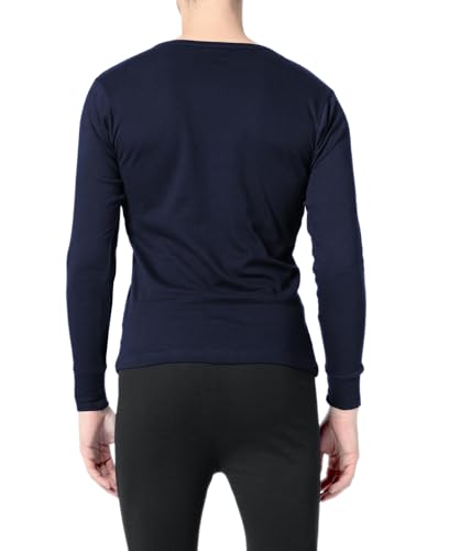 Andrew Scott Men's 3 Pack - Long Sleeve Thermal Baselayer Crew Neck Shirt | 100% Cotton Flat Knit3