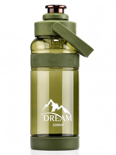 Image of Plastic Big Capacity 2 Liter Sports Water Bottle Porteble Mouth with Intack Ml Marking (Green)