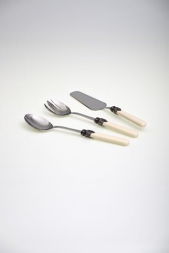 Rivadossi Sandro 1603S12 Set di Posate per Servire, 3 Pezzi-Classic-100% Made in Italy, Artigianalità e Design, Acciaio Inox 18/10, Avorio