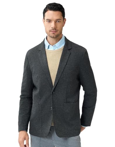 Casual Blazer for Men Stretch Sport Coat Knit Suit Jacket Notch Lapel Two Buttons with Pockets
