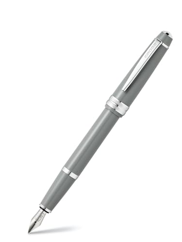 Image of Cross Bailey Light Polished Gray Fountain Pen - Refillable, Medium Nib, Black Ink, Presented in Everyday Gift Box