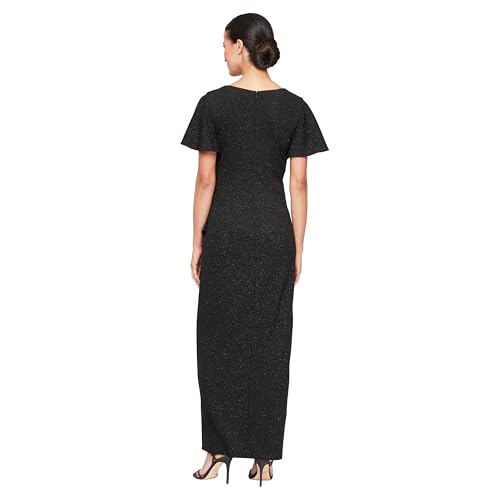 Image of S.L. Fashions Women's Long Empire Waist Mother of The Bride Dress with Side Ruffle & Surplice Neck (Petite and Regular Sizes)
