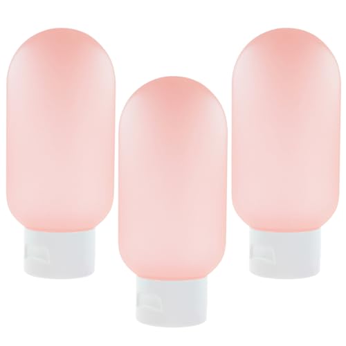 GANAZONO 3 Piezas Suite de cuidado de la piel travel bottles accesorios baño Artículos de aseo crema para manos contenedores de tamaño de viaje pequeños contenedores de viaje gamuza rosa