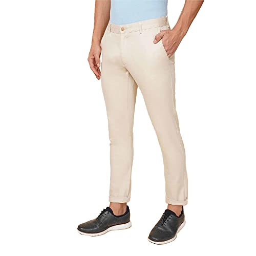 Image of blackberrys Solid Cotton Stretch Super Slim Fit Mens Trousers (S22975N1IS22FMN-P)