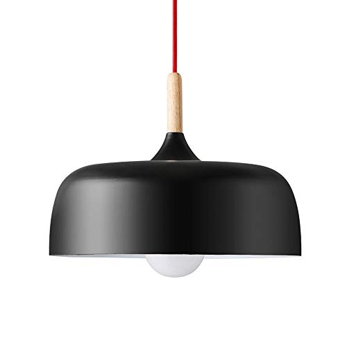 Plafonnier Nordic noir en bois et métal E27 pour salle à manger