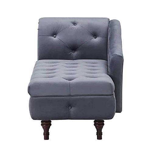 Image of Velvet Chaise Lounge Box Storage for Bedroom, Livingroom (Grey)