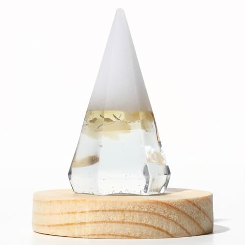 【金櫻神社】神塩使用 雫の響 盛り塩 交換不要 水晶入り 玄関 トイレ 神棚 お祓い済塩使用 オルゴナイト 縁起物 おしゃれ 風水 木製台座付き (レモンクォーツ)のサムネイル