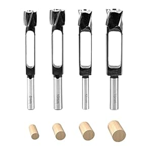 YWNYT Houtplugsnijder Set, Tenon Cutter Boren 8mm/10mm/12mm/15mm Hout Plug Maker Cork Boor Koolstofstaal Boor Houtbewerking Tool Set
