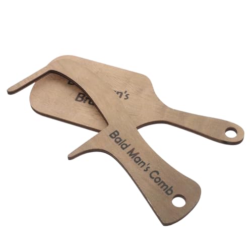 BIUDECO 2個無歯 木製 ハゲ男用櫛 ユニークなグルーミングブラシ 男性用ヘアケアアイテム いたずらグッズ ハロウィン パーティー 向け 身だしなみツール