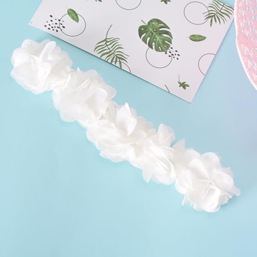 Lace Floral Headbands for 4-24 Months Baby Girls Elastic Wide Hair Band Toddler Newborn Infants Birthday Party Shower Hair Accessories (White flower, Free)4