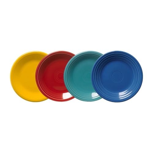 Vibrant Classic Rimmed Salad Plates, Set of 4 in Mixed Colors by Fiesta
