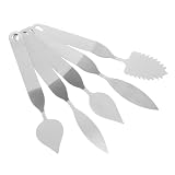 BCOATH Coltello Foglia in Acciaio Inossidabile 5Pezzi per Mousse e Crema in Cucina e Pasticceria Design Ergonomico con Funzione Decorativ