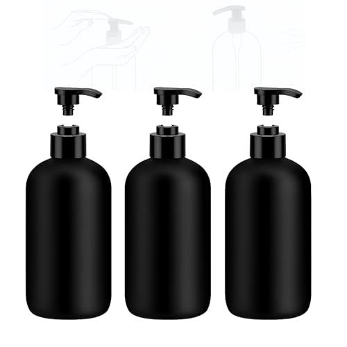 Image of Prakash 500ML Black Bottle (Pack of 3) Empty Plastic Pump Bottles Dispenser Portable Clear BPA-Free Cylinder Shampoo Lotion Hand Pump Bottle Durable Refillable Containers for Massage Oil, Liquid Soap