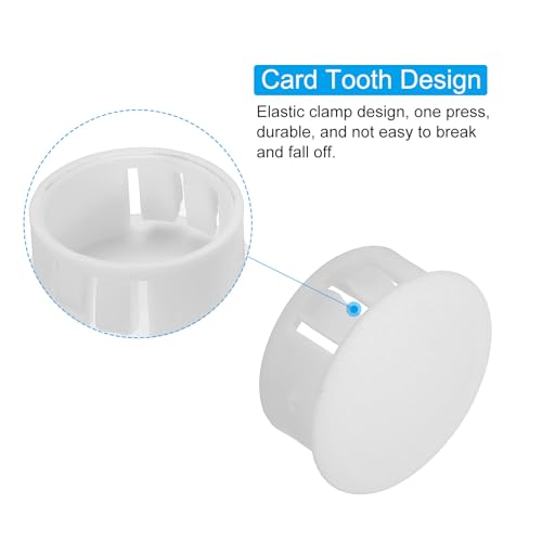 Image of PATIKIL 22mm (7 /8 inch) Plastic Hole Plugs, 30Pcs Flush Type Round Hole Plugs Cover Snap in Locking Hole Tube for Table Kitchen Cabinet Furniture, White