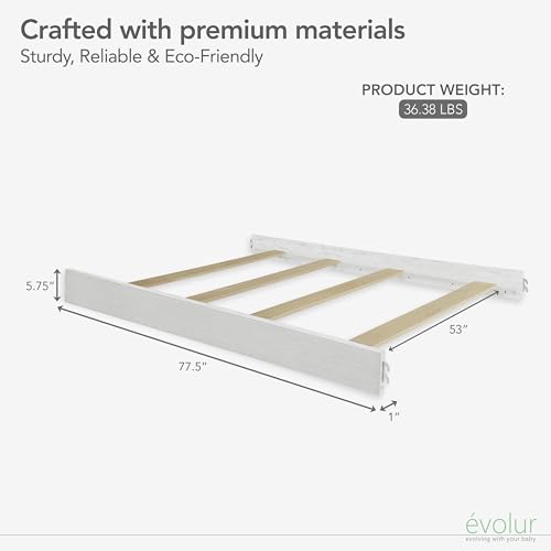 Image of Evolur Full-Size Bed Conversion Rails, Designed & Tested Cribs, Durable Hardwood Build with Secure Mattress Slats, Easy Assembly - Barnwood