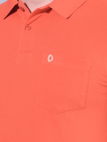Image of Dollar Men's Pack of 1 Solid Cotton Blend Polo Neck T-Shirt