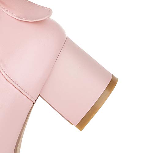 Mary Jane Pumps Women Mid Block Heel Ankle Strap Platform Shoes With Bowknot Round Toe Sweet Rockabilly Kawaii Cosplay (Pink,Size9) #TOP4
