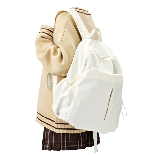 WEPOET Basic Backpack For High School Women Men,Lightweight Casual Daypack College Backpack,Simple Bookbag For Teens Boys Girls,Waterproof School Bag(Beige)