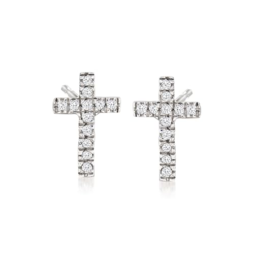 Ross-Simons Cross Earrings With Diamond Accents in Sterling Silver
