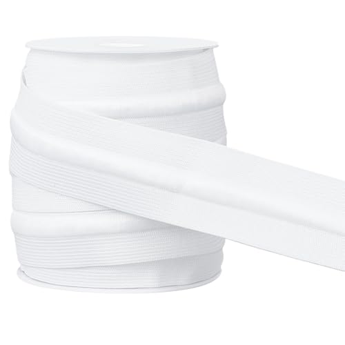 BENECREAT 10.94 Yards White Knit Elastic Band, 1.57 Inch Wide Sewing Elastic Band with Drawstring Polyester Stretch Strap for Sewing Waistband Wig and DIY Crafting