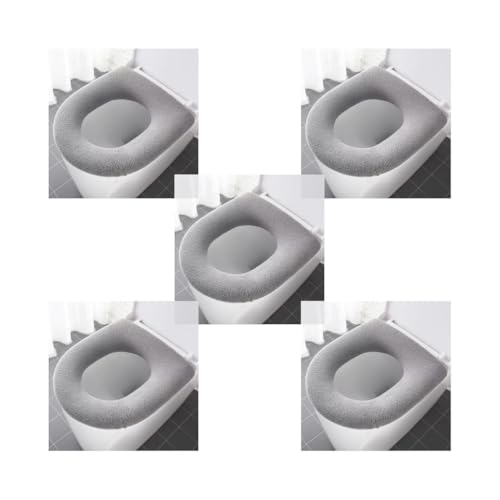 5のセット便座 厚みのあるカバー 再利用可能なクッション クローズスツール 快適なパッド ノンスリップ O型マット バスルームの装飾 グレー タイプ1