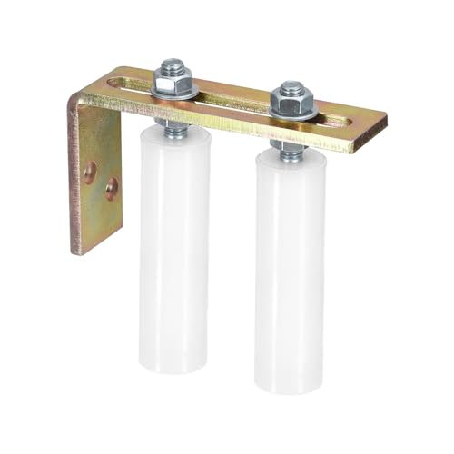 sourcing map Guida a rullo per cancello regolabile, 15,2 cm, in nylon, con staffa a forma di L, montaggio di supporto per cancello scorrevole, bianco