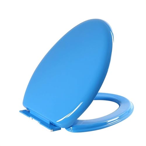 Abattant WC allongé V bleu silencieux avec frein de chute et abattant de toilette amovible