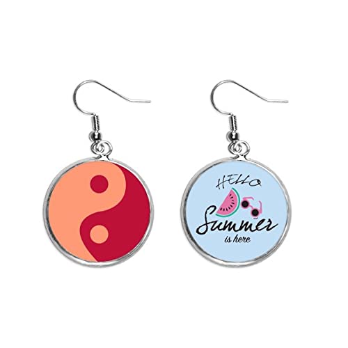 Pendientes de Yin Yang y sandía con diseño de Taiji para el lóbulo en verano