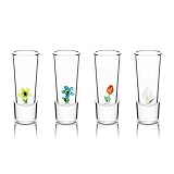 IOC Tequila Shot Glasses 4 Pack flowers Mothers day kitchen accessories for mom, grandmother aunt sister bachelorette drinking kit, bridesmaids accessories drinking girls party, handmade kitchen women