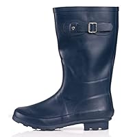 NORTY Women's Hurricane Wellie Rain Boots - Mid-Calf Length - Glossy Matte Waterproof Rubber Shoes
