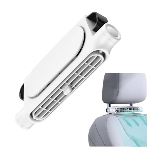 Ventilador para reposacabezas de coche, ventilador de ventilación de viaje recargable, 3 velocidades, funcionamiento silencioso, ángulo ajustable, compañero de refrigeración para el asiento trasero de