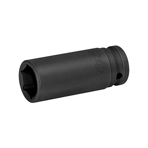 Jetech 22mm Deep Impact Socket Single - 1/2 Drive 6-Point Metric Chrome Molybdenum Steel (Cr-Mo) - Extra Long Reach for Large Bolts on Trucks & Equipment