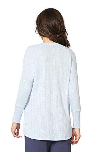 Image of Van Heusen Women Lounge Relaxed Fit T-Shirt - Ecoliva Viscose-Polyester - V-Neck, Full Sleeve, Sustainably Enhanced, Ultra Soft