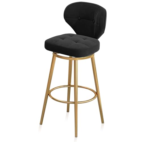 Tabourets de bar pivotants 65 cm noir assis rembourrée avec dossier doré