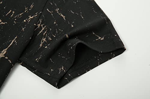 KLIEGOU Mens Hipster Hip Hop Ripped Round Hemline Pattern Print T Shirt4