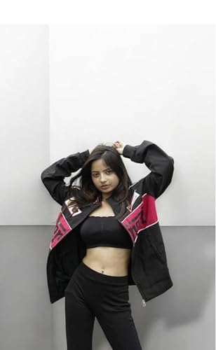 Image of BLACK F1 Speed Printed Jacket | Motorsport & Streetwear Fusion | Racing Jacket with Patches, Full Zip Hooded Motorsport Style Outerwear RED