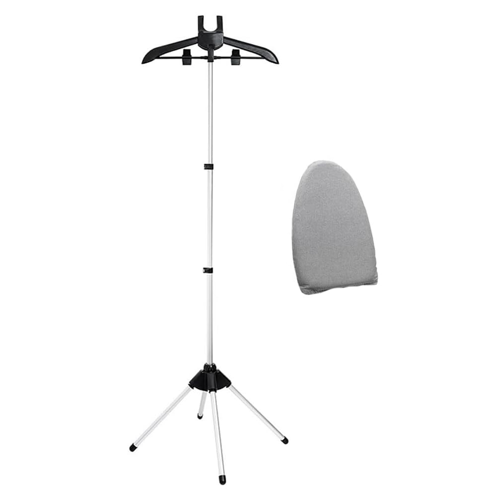Soporte de vapor plegable para ropa con ropa, estante de vapor ajustable con clips para camisa de traje, guantes de planchado negro incluido