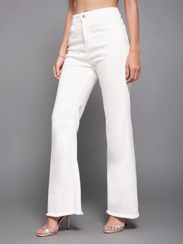 Image of Miss Chase Women's Wide-Leg High-Rise Regular-Length Stretchable Shaping Denim Jeans