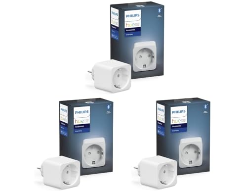 Philips Hue 3er Pack Smart Plug weiß, smarte Steckdose, kompatibel mit Amazon Alexa (Echo, Echo Dot), 8,4 x 5,1 x 5,1 cm