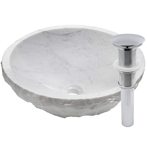 Fregadero de piedra de mármol natural Carrara con drenaje cromado y sellador