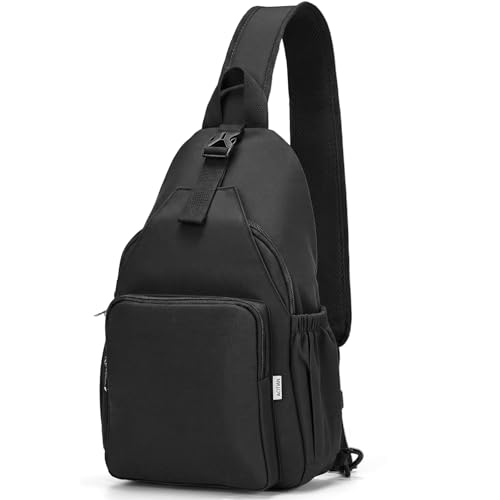AOTIAN Borsa a Tracolla Uomo Donna, Zaino Monospalla Sling Bag Piccolo Borsa a Spalla Leggera Zaini Petto Antifurto Crossbody Backpack Marsupio frontale per Viaggi Palestra Ciclismo Sport, Nero