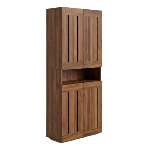 Image of Skyline 6 Feet Wooden 2 Door Shoe Rack Cabinet | 9 Shelf Multipurpose Shoe Organizer for Home & Hallway | Engineered Wood with Airflow Slots | DIY Assembly | Fits Upto 30 Shoes (Light Walnut)