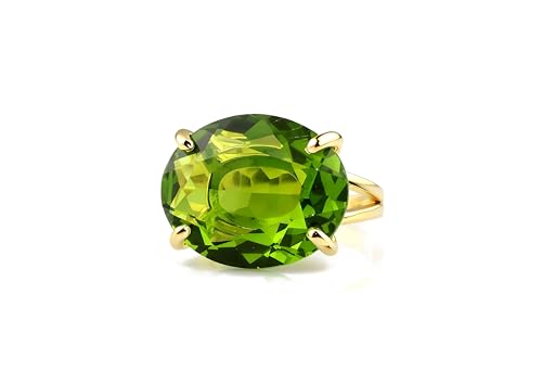 Bague de naissance août en or jaune et péridot, le cadeau d'anniversaire gravé pour elle