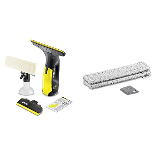 Kärcher WV 2 Premium Black Edition - Nettoyeur de vitres - Nettoyage rapide & Bonnettes microfibre pour vitres extérieures + grattoir accessoires pour...